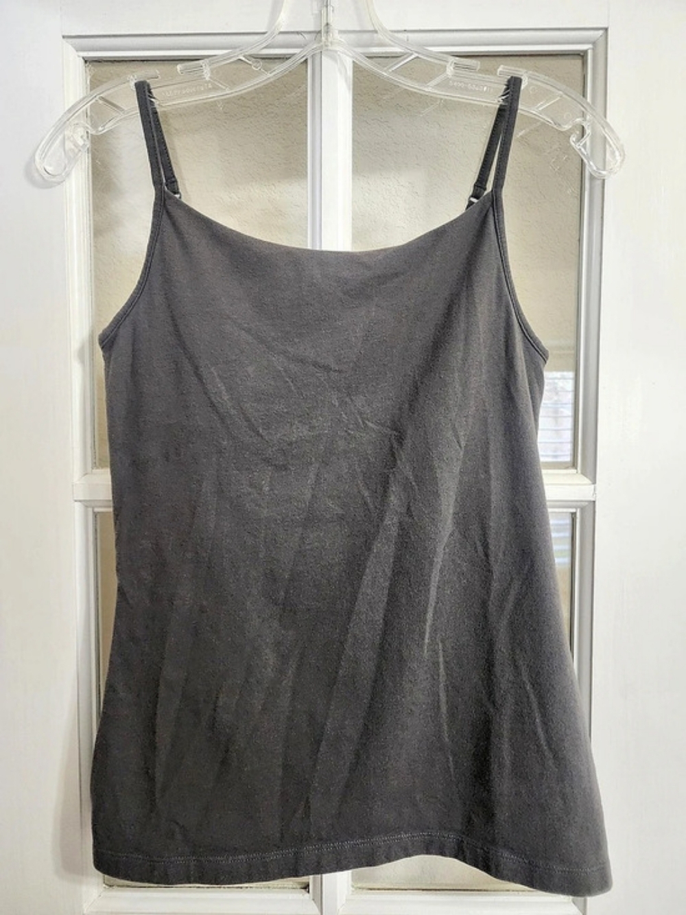 Oscar de la Renta Charcoal Cotton Stretch Shelf Bra Camisole M